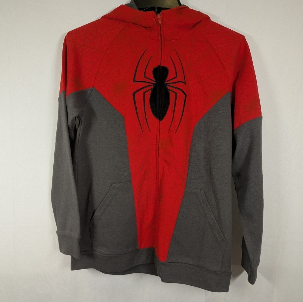 Spiderman Zip Hoodie for kids Size L (14/16) Red and Grey NWT